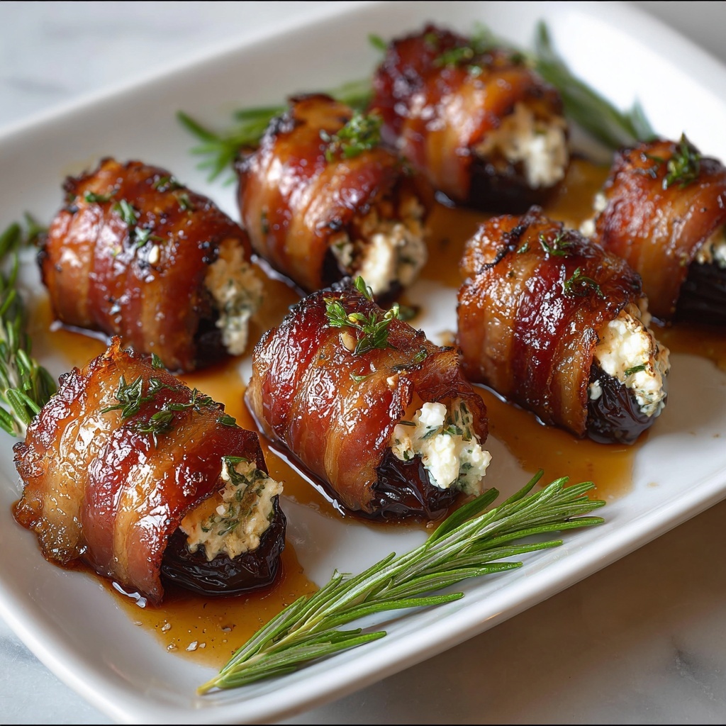 Bacon Wrapped Dates with Goat Cheese & Honey Recipe - Recipe Image