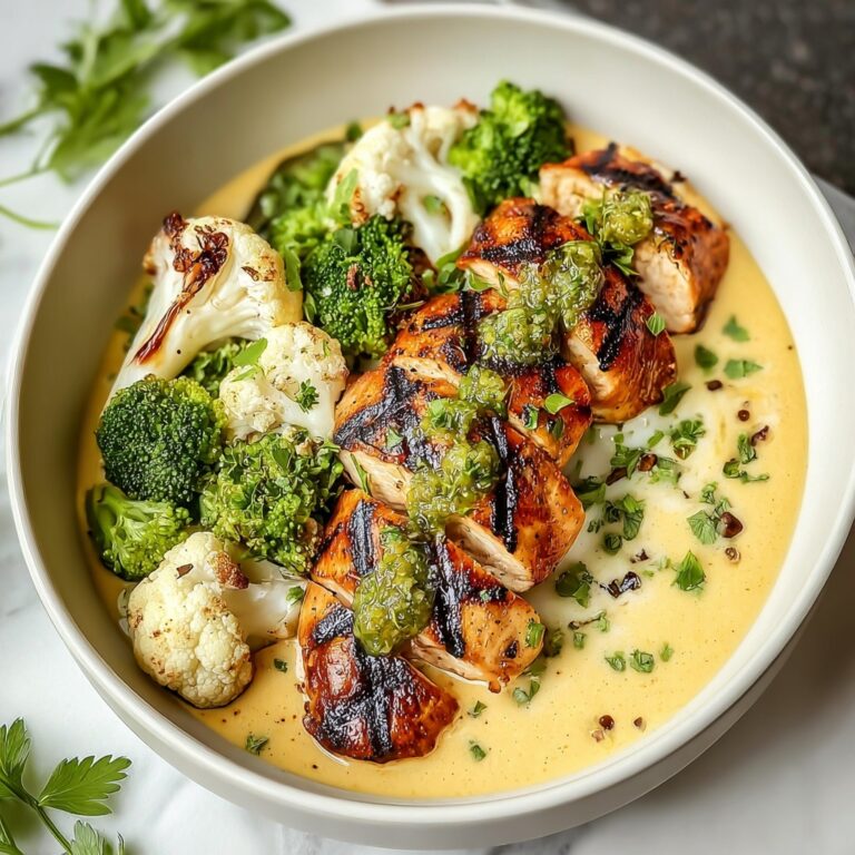 Grilled Chicken & Broccoli Bowls with Creamy Garlic Sauce Recipe