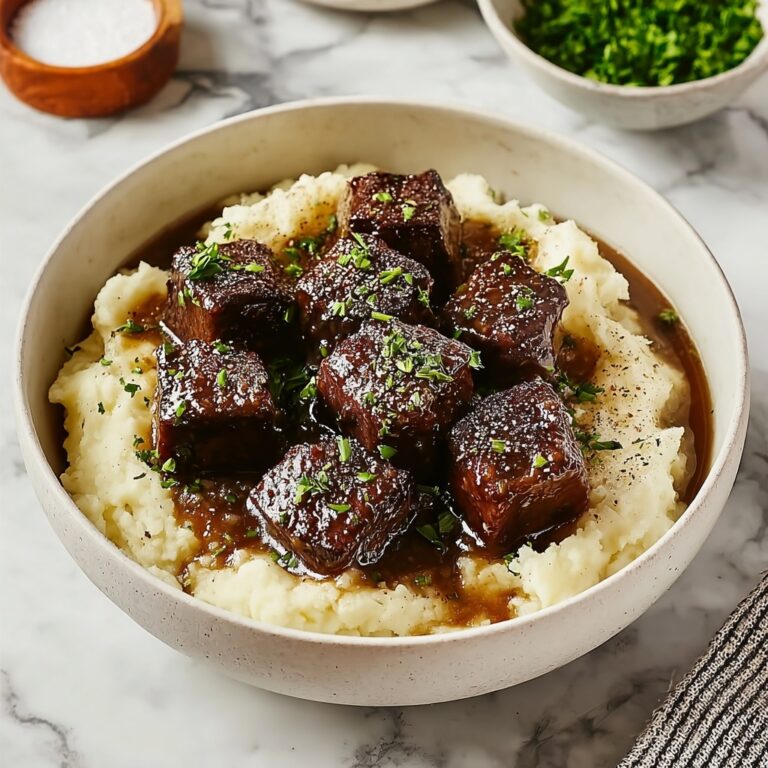 Garlic Butter Steak Bites with Creamy Mashed Potatoes Recipe