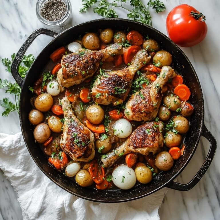 Baked Chicken Legs with Roasted Vegetables Recipe