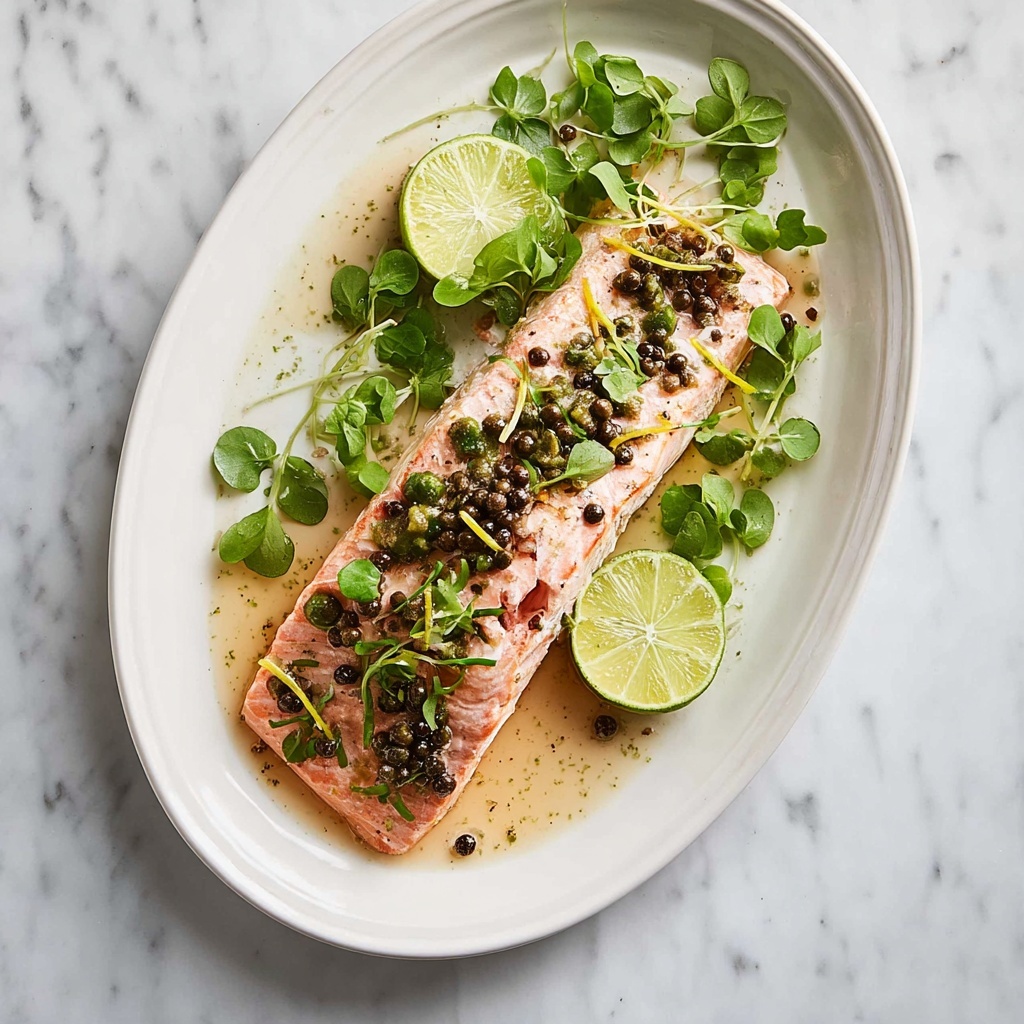 Juniper Berries Lime-Infused Baked Salmon Recipe - Recipe Image