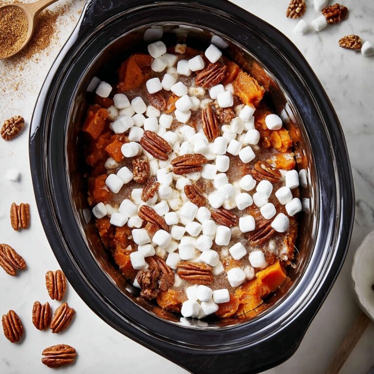 Crockpot Sweet Potato Casserole with Marshmallows and Pecans Recipe
