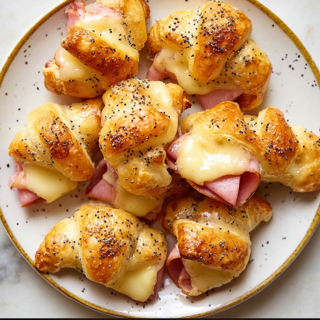 Ham and Swiss Cheese Croissants with Dijon Garlic Butter Recipe - Recipe Image