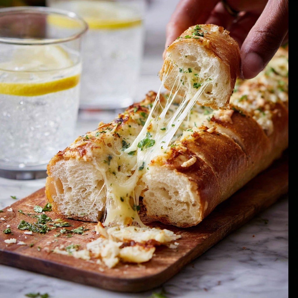Cheesy Jalapeno Bacon Stuffed Baguette with Garlic Butter Recipe - Recipe Image