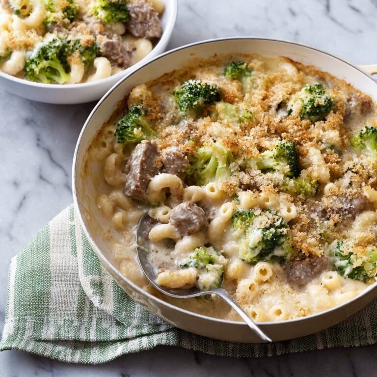 Baked Macaroni and Chicken Cheese Casserole with Broccoli Recipe