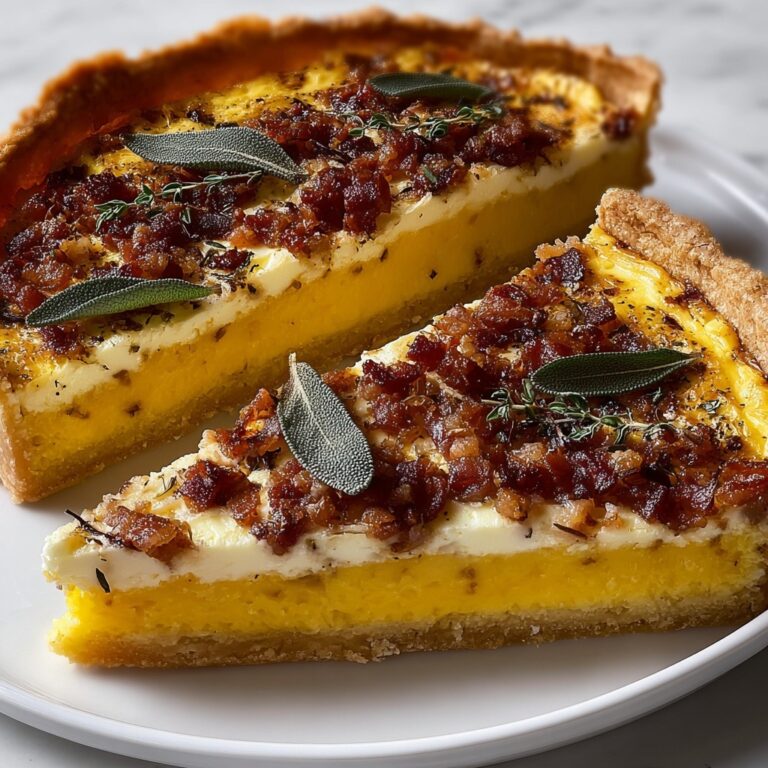 Pumpkin, Ricotta & Caramelized Onion Tart with Bacon and Sage Recipe