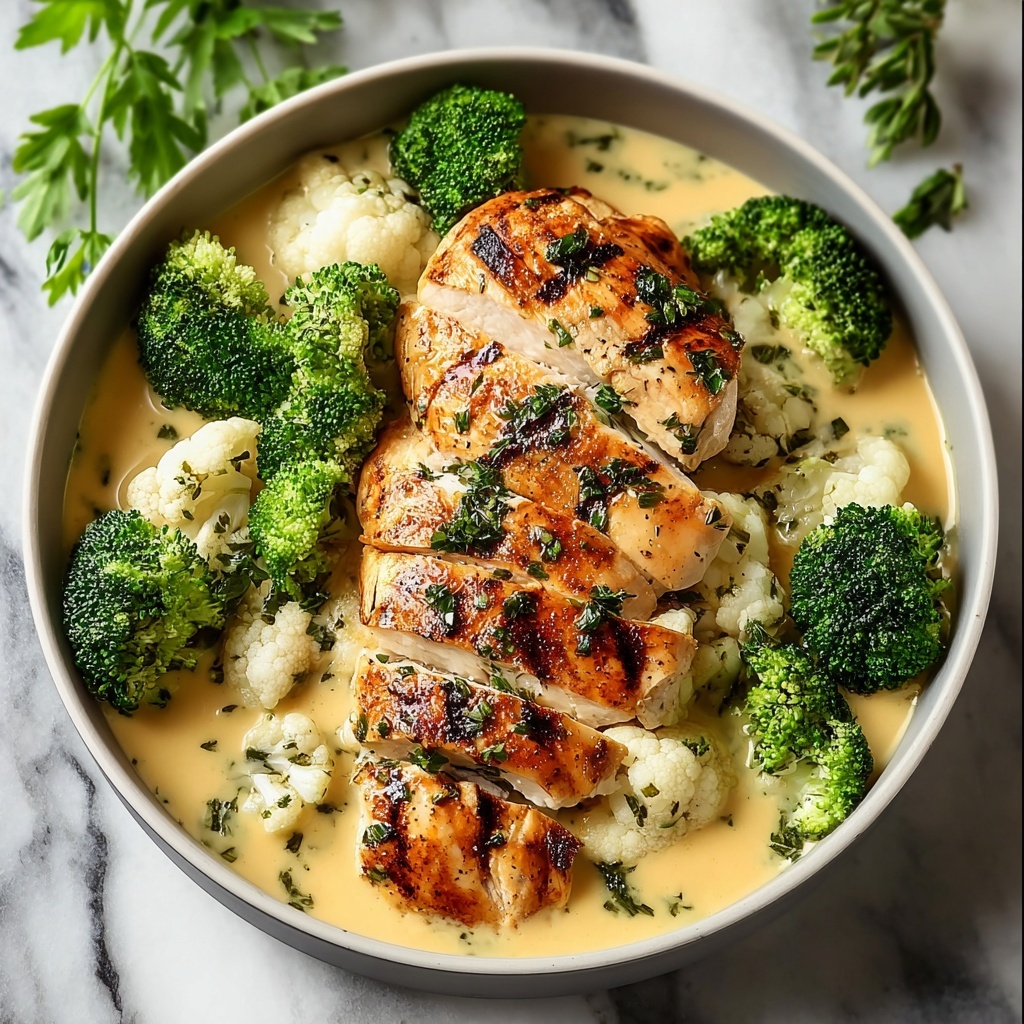 Grilled Chicken & Broccoli Bowls with Creamy Garlic Sauce Recipe - Recipe Image