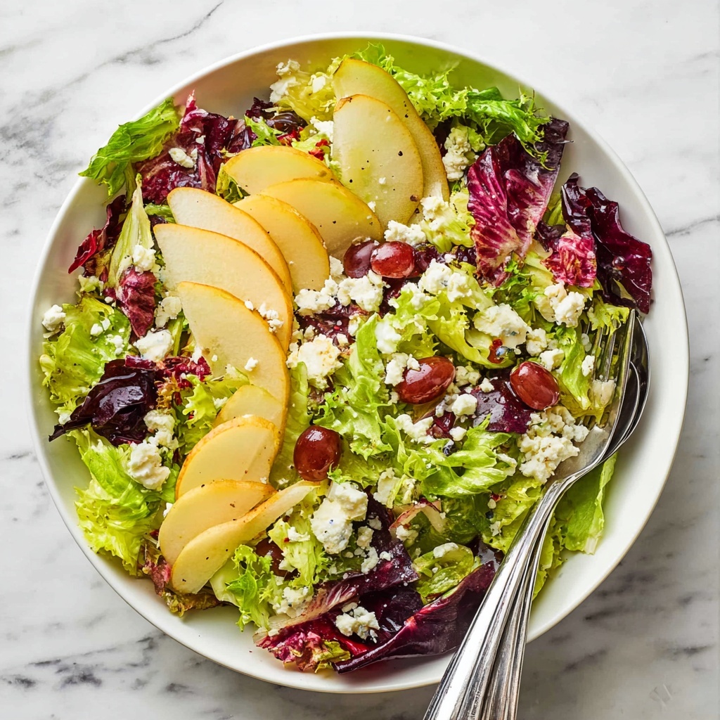 Asian Pear Salad with Blue Cheese and Mixed Greens Recipe - Recipe Image