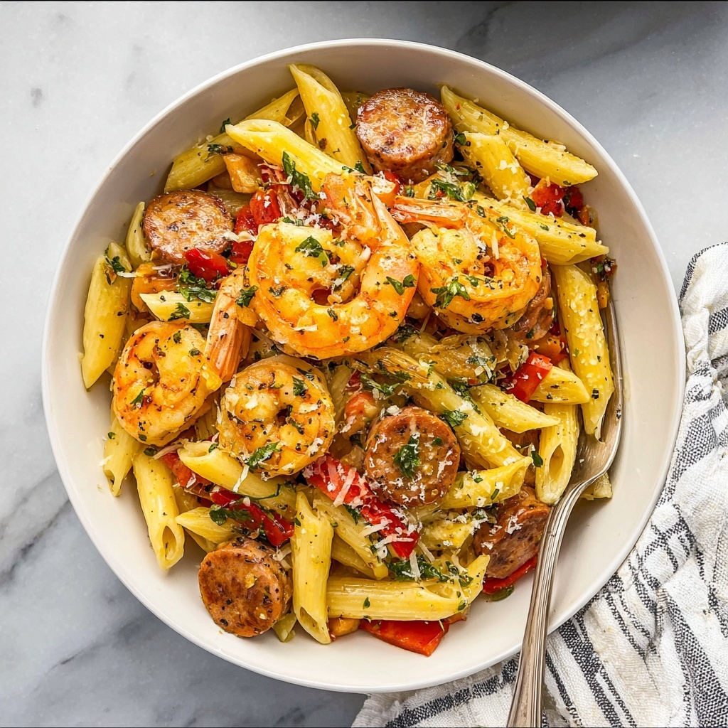 Creamy Cajun Pasta with Shrimp and Sausage Recipe - Recipe Image