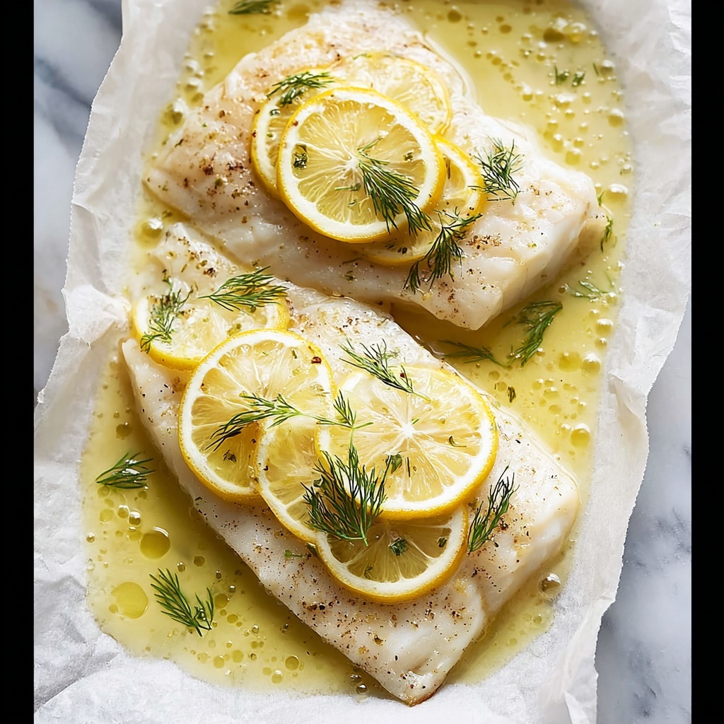 Baked Whitefish in Parchment with Lemon, Shallots, and Dill Recipe - Recipe Image