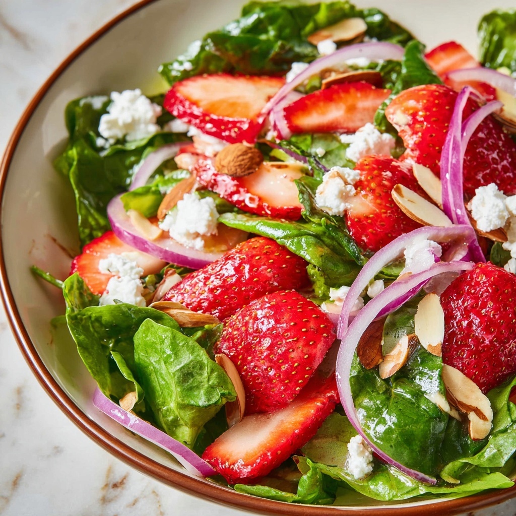 Strawberry Spinach Salad with Toasted Almonds and Goat Cheese Recipe - Recipe Image