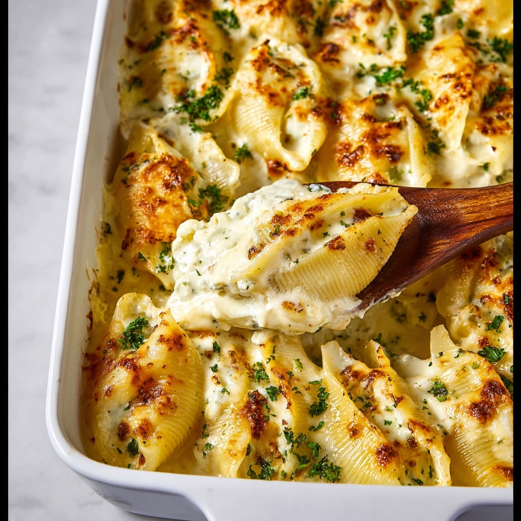 Chicken Alfredo Stuffed Shells Recipe - Recipe Image