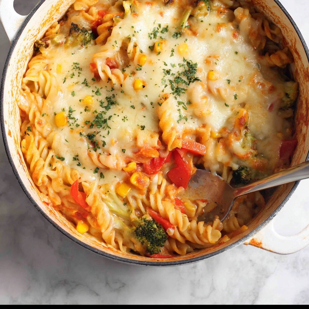 One-Pot Vegetable Pasta with Tomatoes and Cheese Recipe - Recipe Image