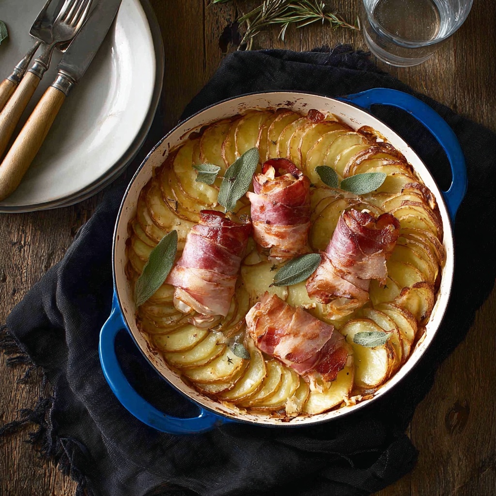 Prosciutto-Wrapped Chicken with Scalloped Potatoes Recipe - Recipe Image