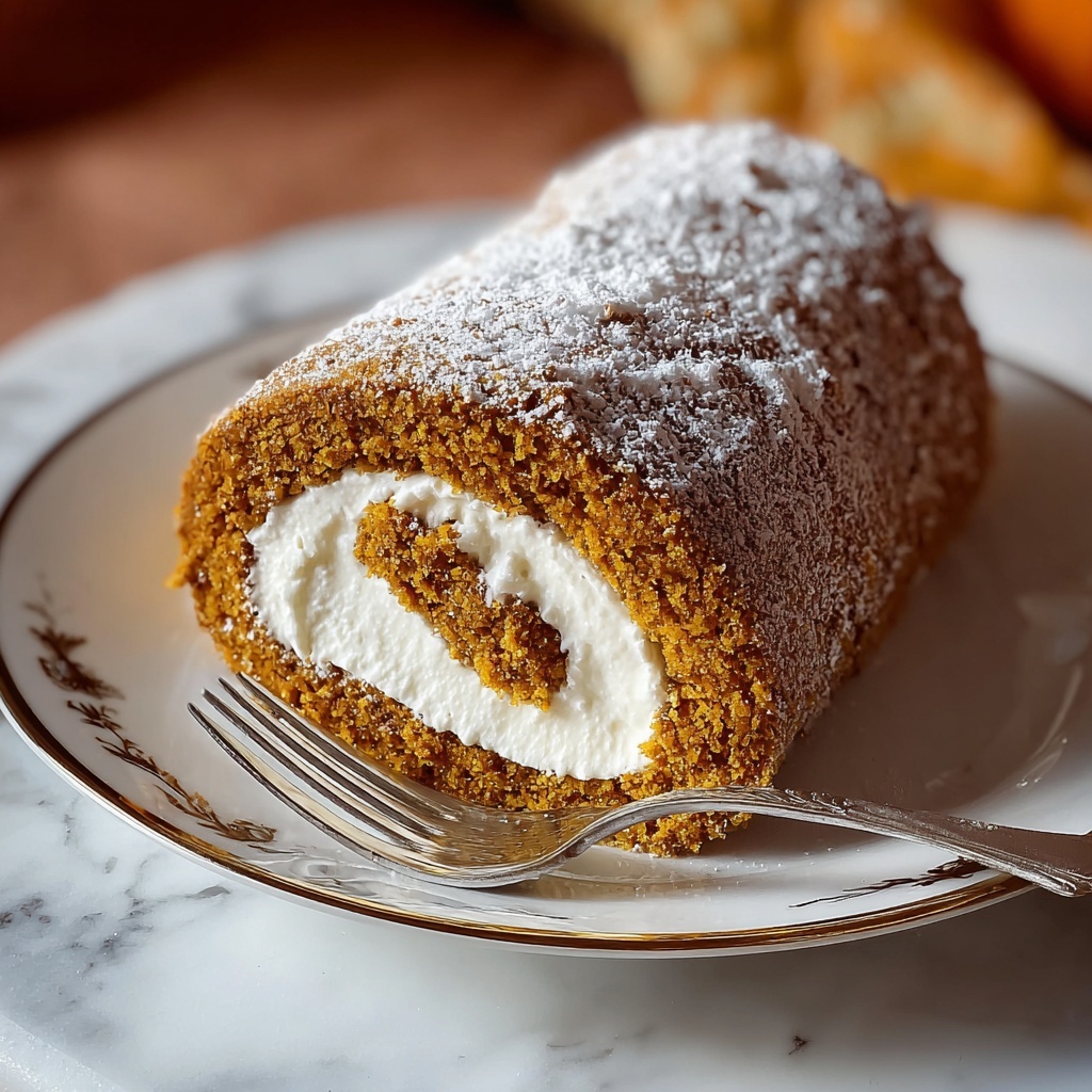 Creamy Pumpkin Spice Roll Cake Recipe - Recipe Image