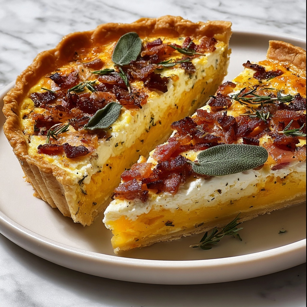 Pumpkin, Ricotta & Caramelized Onion Tart with Bacon and Sage Recipe - Recipe Image