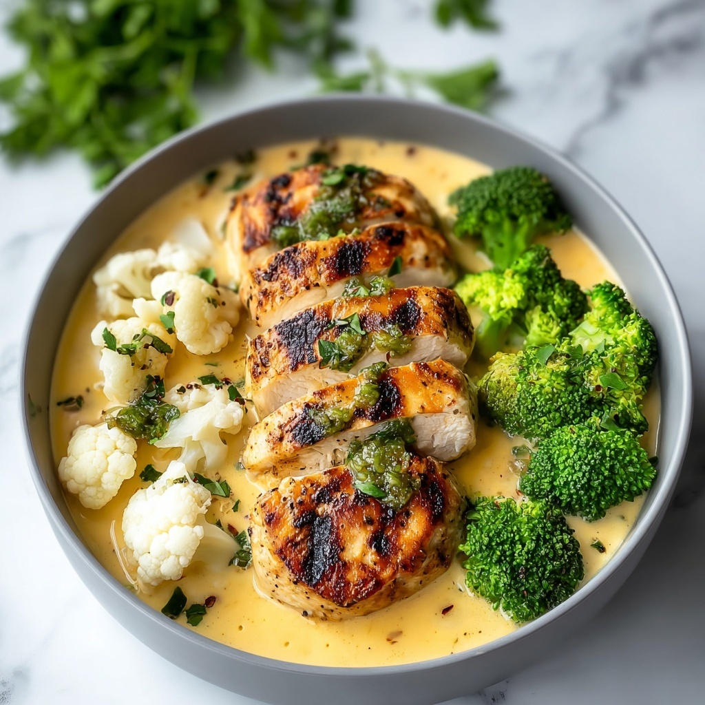 Grilled Chicken & Broccoli Bowls with Creamy Garlic Sauce Recipe - Recipe Image