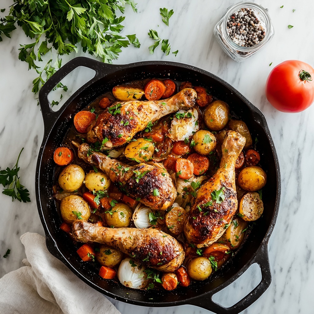 Baked Chicken Legs with Roasted Vegetables Recipe - Recipe Image