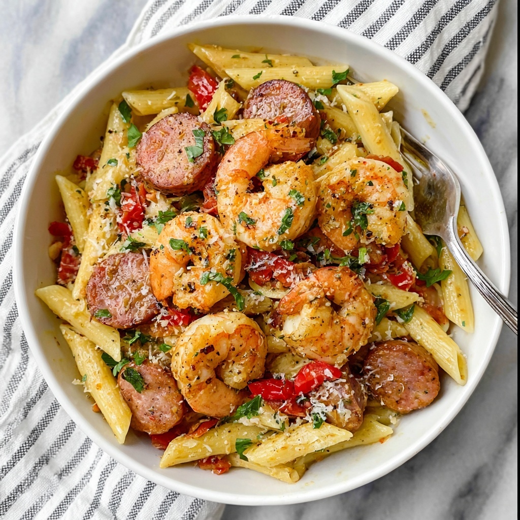 Creamy Cajun Pasta with Shrimp and Sausage Recipe - Recipe Image