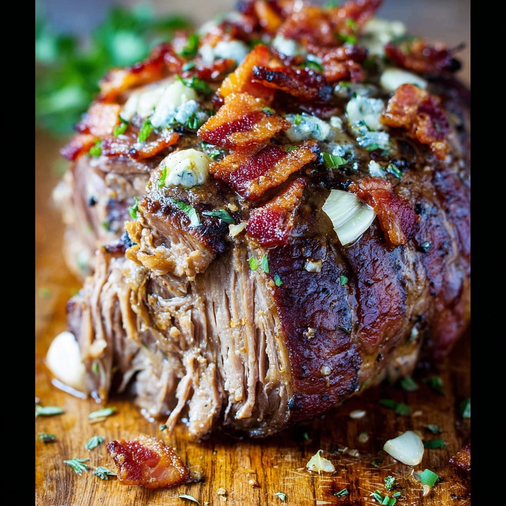 Bacon Blue Cheese Brisket in a Slow Cooker Recipe - Recipe Image
