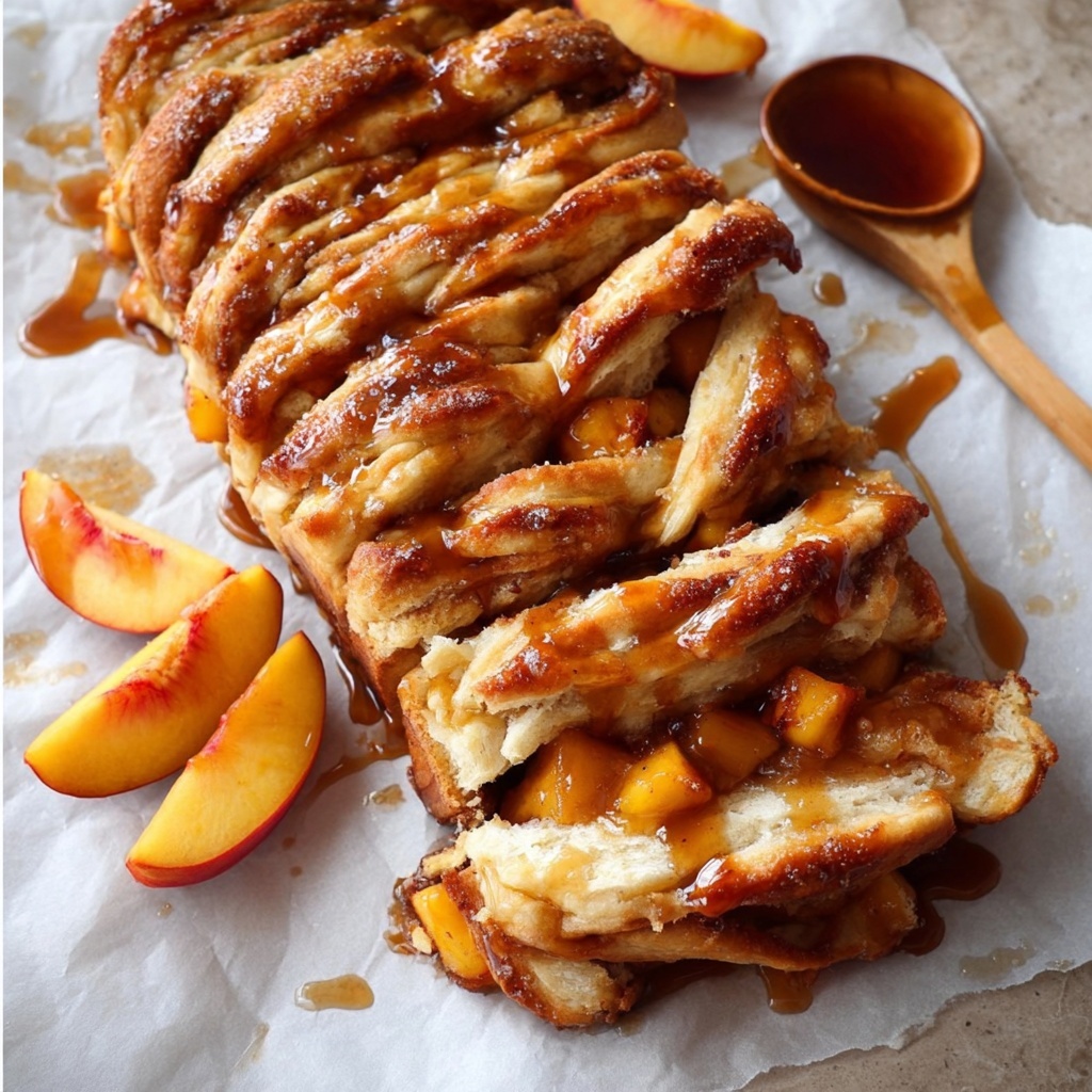Peach Pull-Apart Bread with Caramel Sauce Recipe - Recipe Image