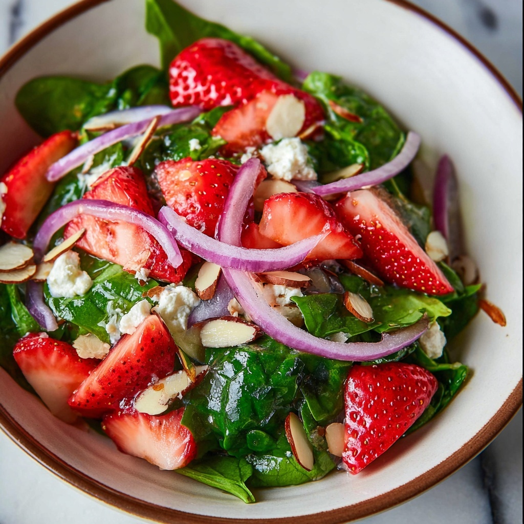 Strawberry Spinach Salad with Toasted Almonds and Goat Cheese Recipe - Recipe Image