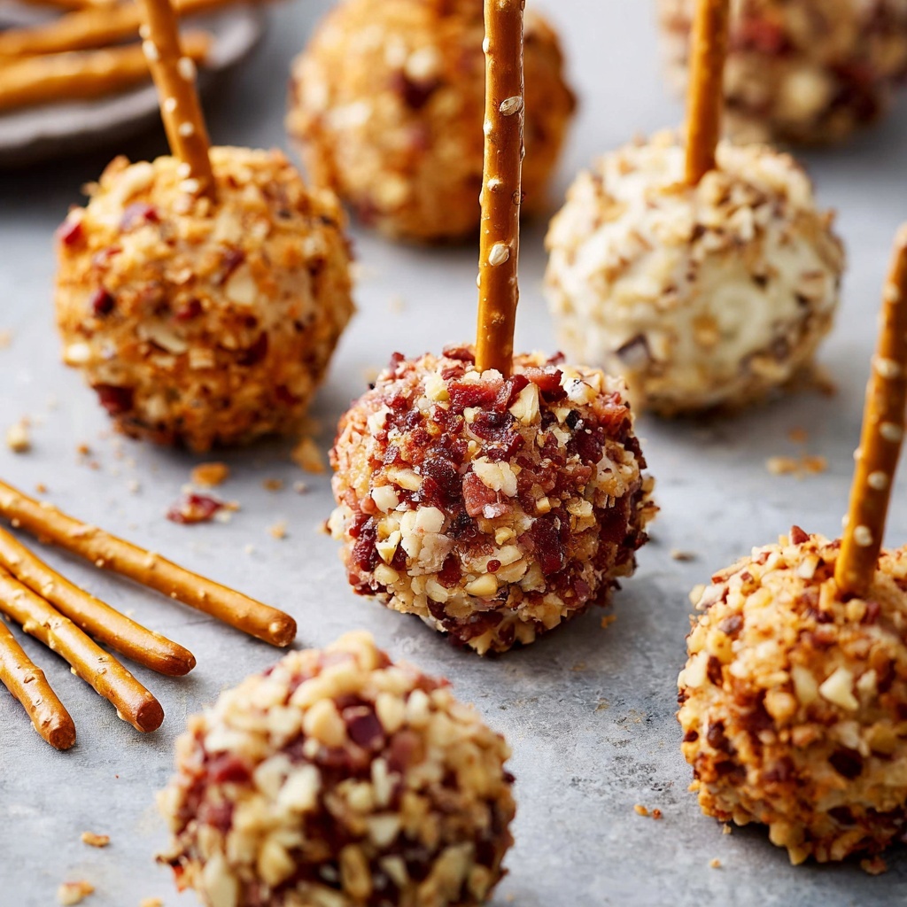 Mini Cheese Ball Bites with Dried Fruit, Nuts, Bacon, and Pretzels Recipe - Recipe Image
