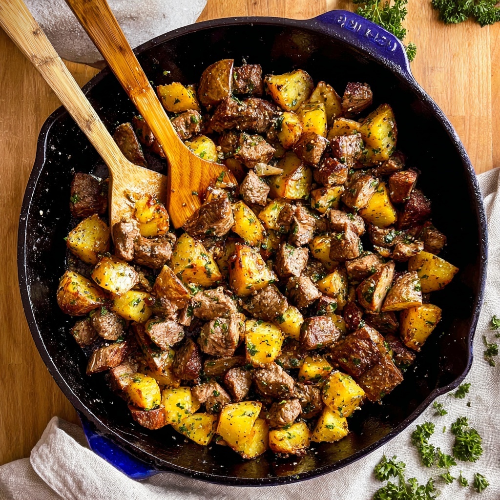 Garlic Butter Steak Bites and Potatoes Recipe - Recipe Image