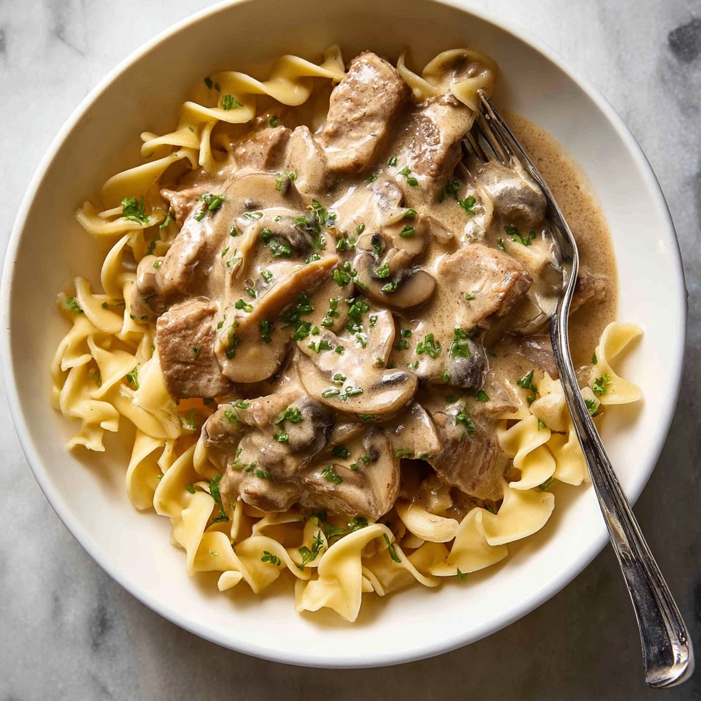 Creamy Beef Stroganoff with Mushrooms and Egg Noodles Recipe - Recipe Image