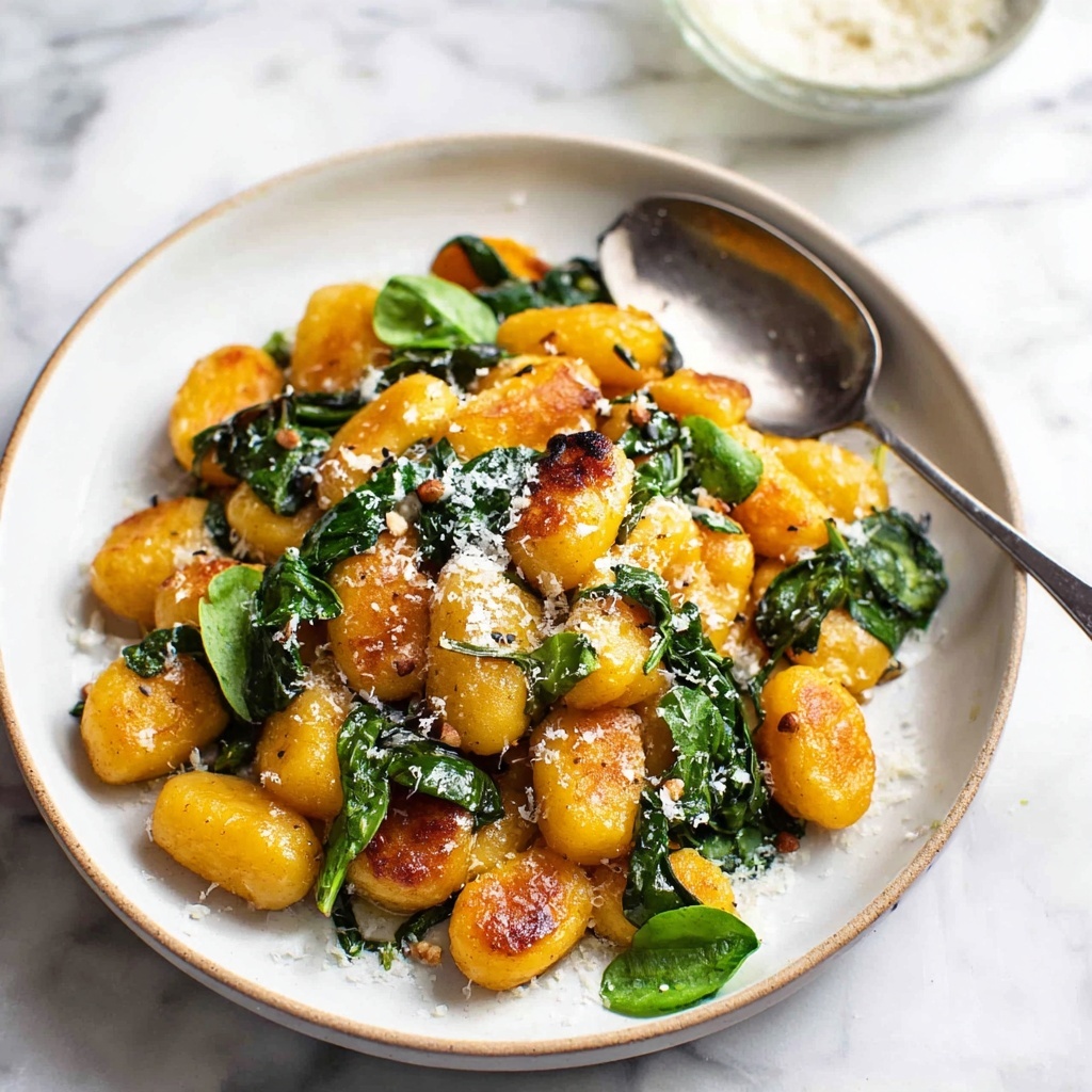 Pan Fried Gnocchi with Pumpkin and Spinach Recipe - Recipe Image