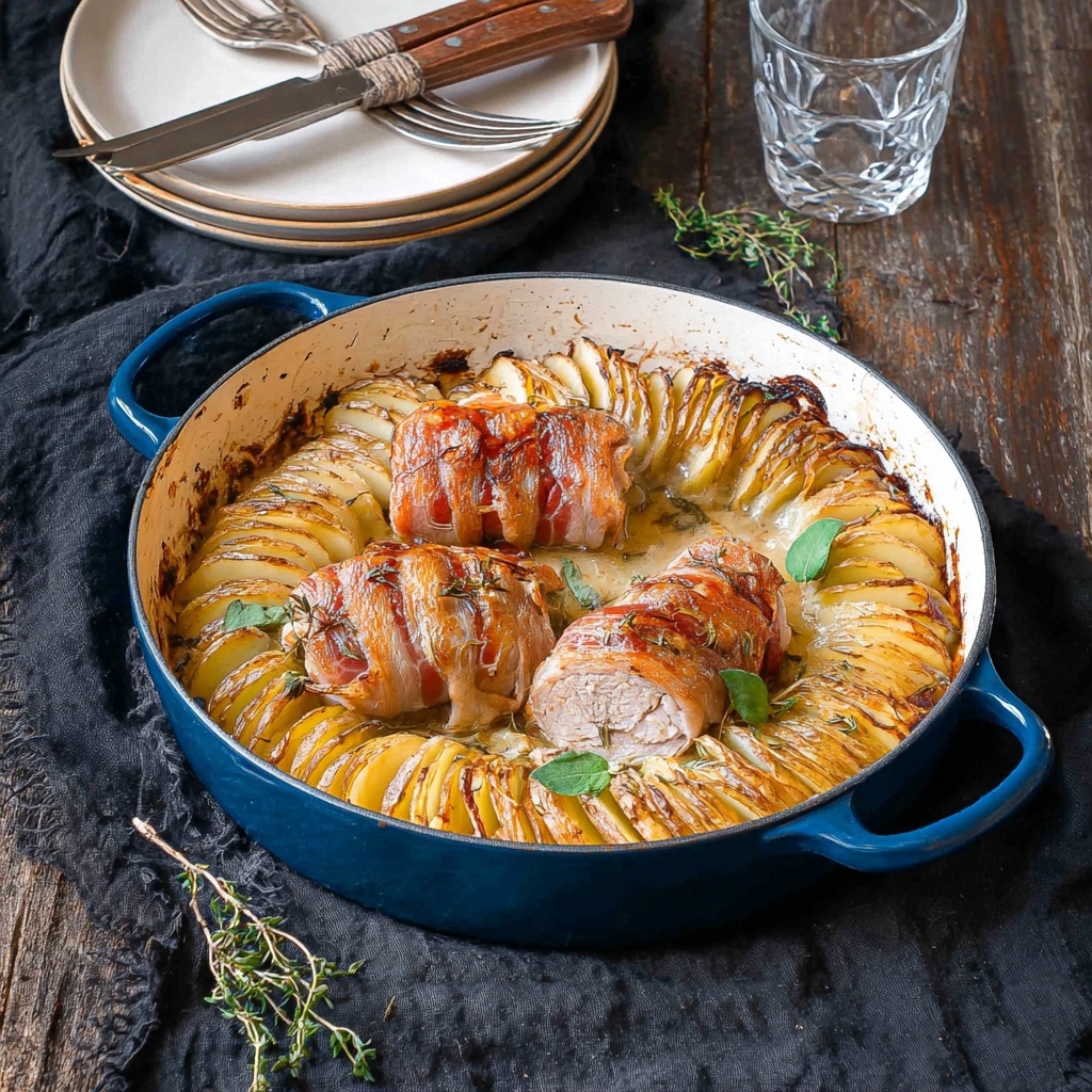 Prosciutto-Wrapped Chicken with Scalloped Potatoes Recipe - Recipe Image