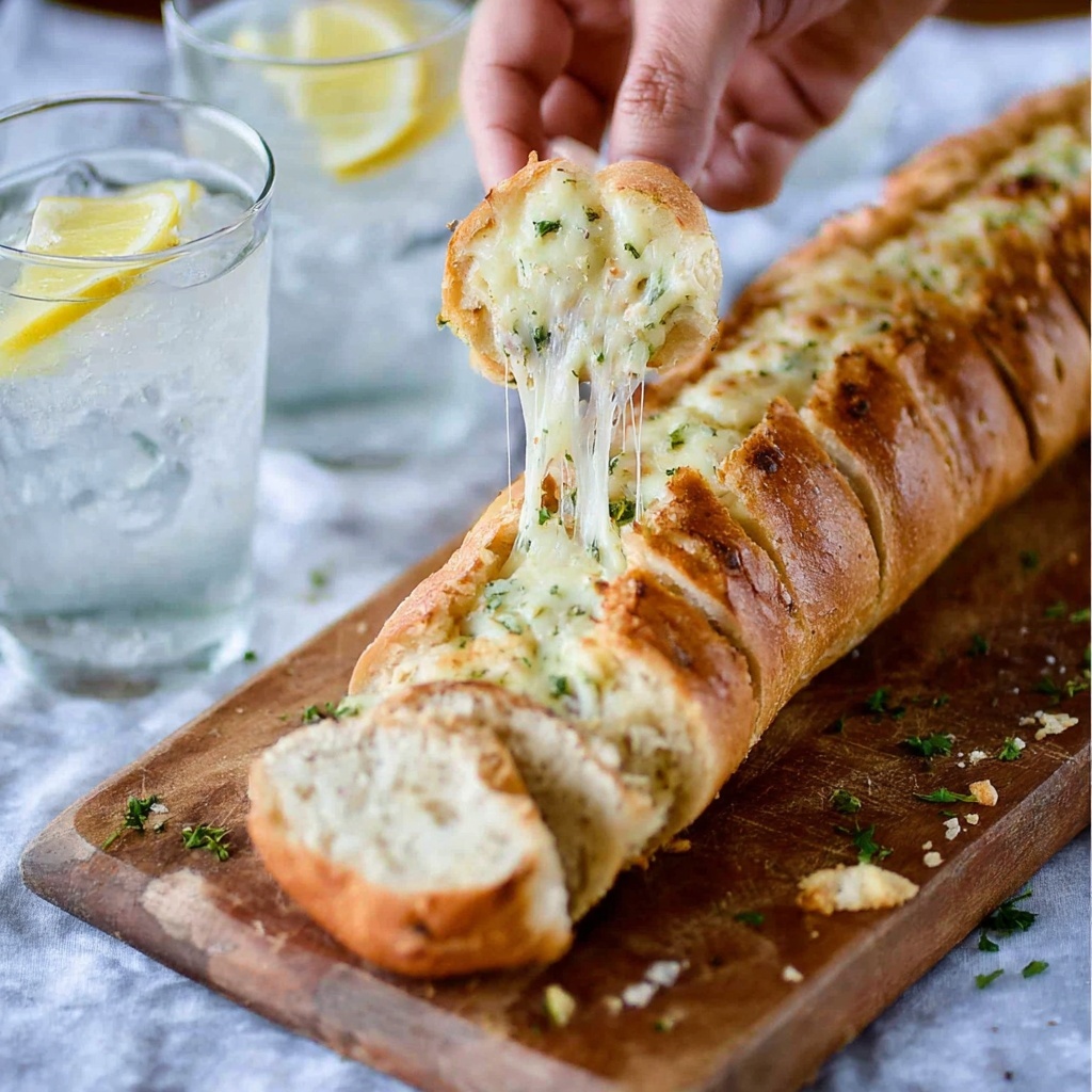Cheesy Jalapeno Bacon Stuffed Baguette with Garlic Butter Recipe - Recipe Image