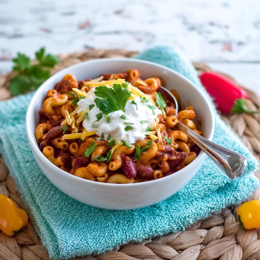 Slow Cooker Chili Mac with Cheddar and Kidney Beans Recipe - Recipe Image