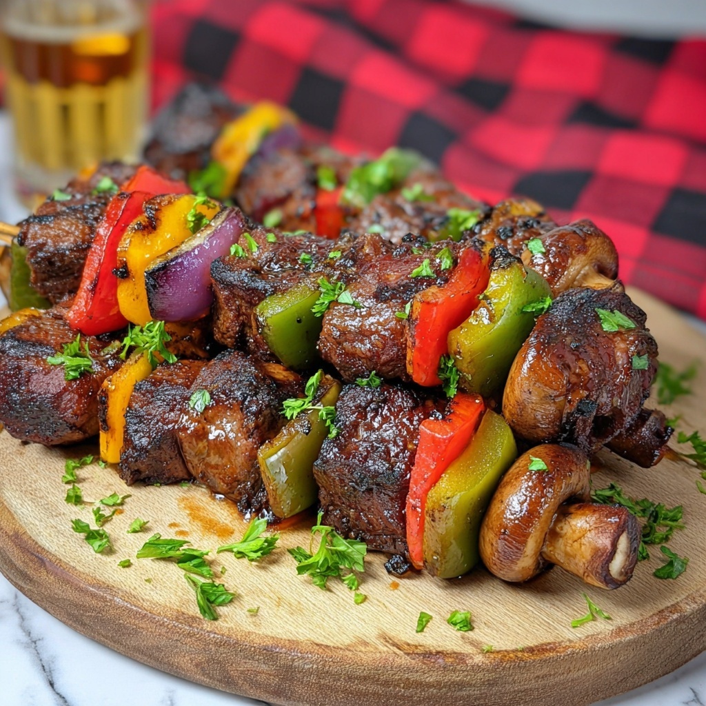 Spicy Bourbon BBQ Steak Kabobs Recipe - Recipe Image