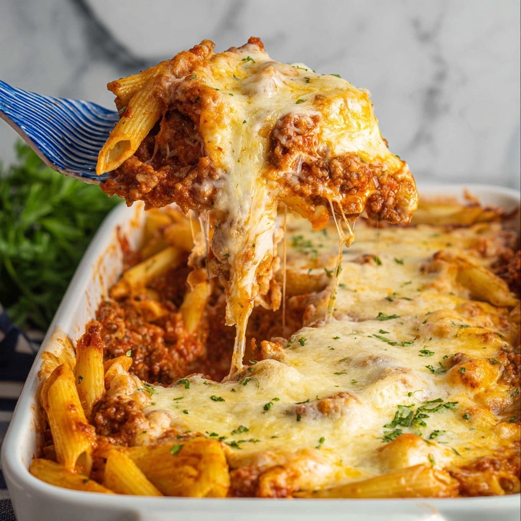 Mostaccioli Pasta Bake with Italian Sausage and Ricotta Recipe - Recipe Image