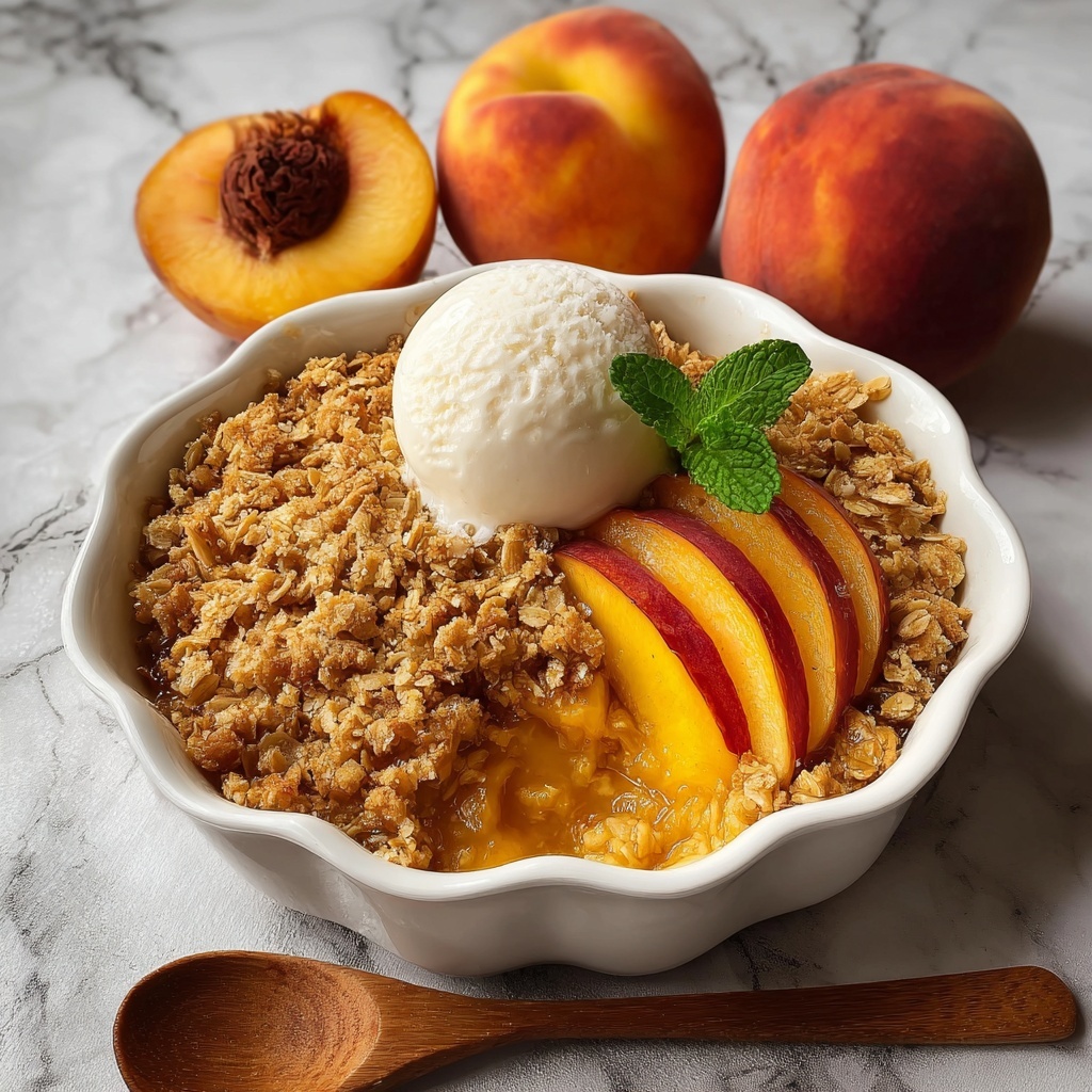 Warm Baked Spiced Peach Crisp Recipe - Recipe Image