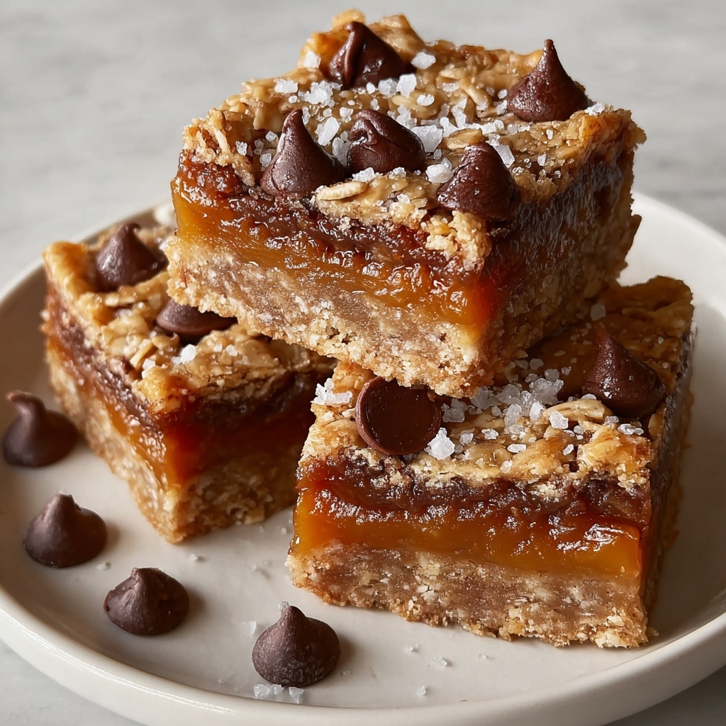 Salted Caramel Chocolate Chip Oat Cookie Bars Recipe - Recipe Image