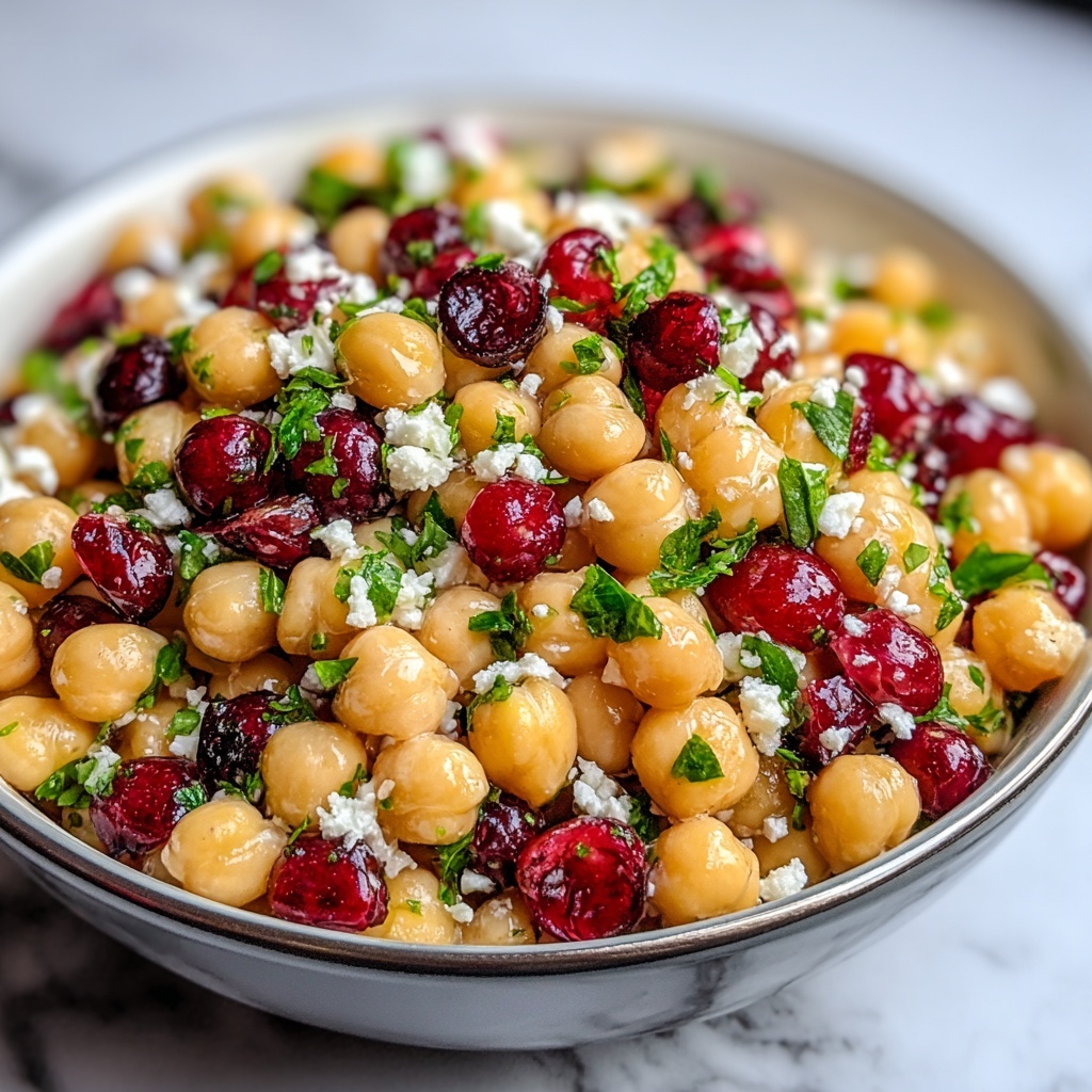 Feta and Cranberry Chickpeas with Lemon Vinaigrette Recipe - Recipe Image