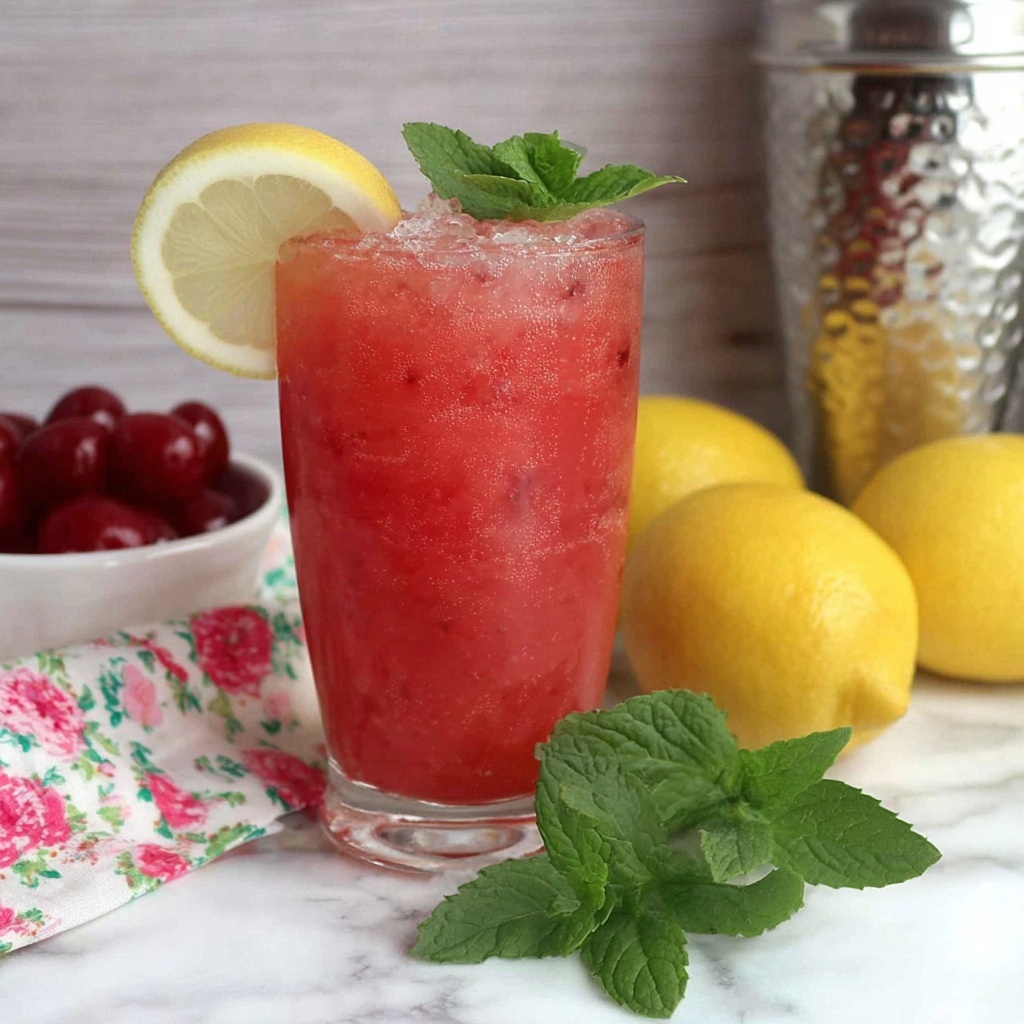 Frozen Boozy Cherry Lemonade Cocktail Recipe - Recipe Image
