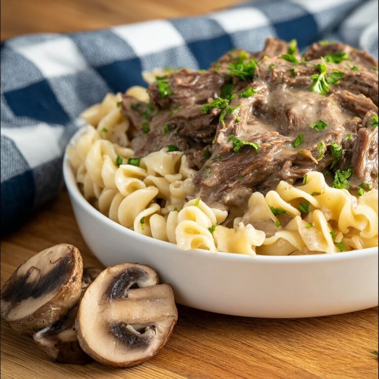 Creamy Beef Stroganoff with Egg Noodles Recipe