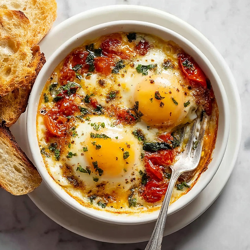 Irresistibly Delicious Baked Feta Eggs for a Cozy Brunch Recipe - Recipe Image