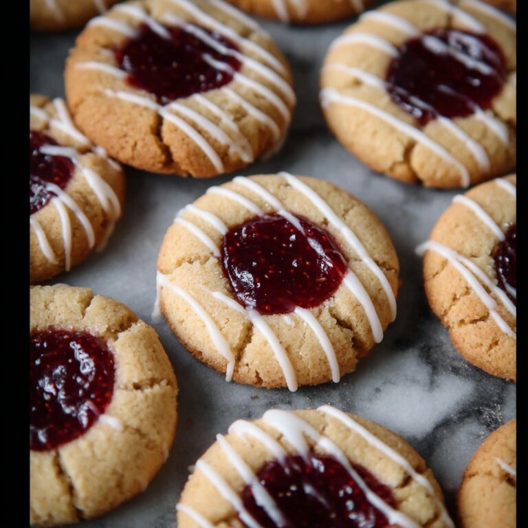 Shortbread Thumbprint Cookies with Raspberry Jam and Almond Icing Recipe