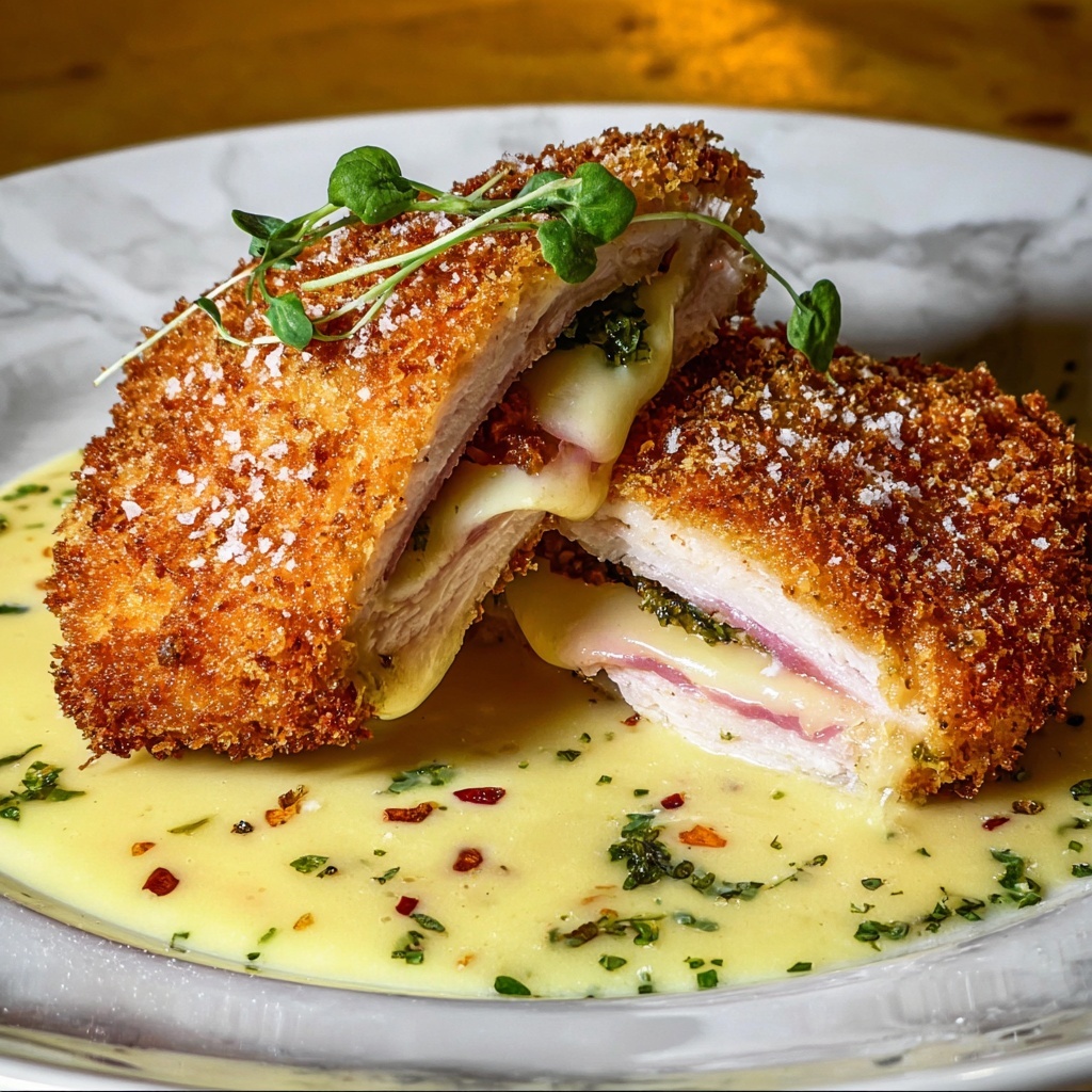 Crispy and Creamy Chicken Cordon Bleu with Dijon Sauce Recipe - Recipe Image