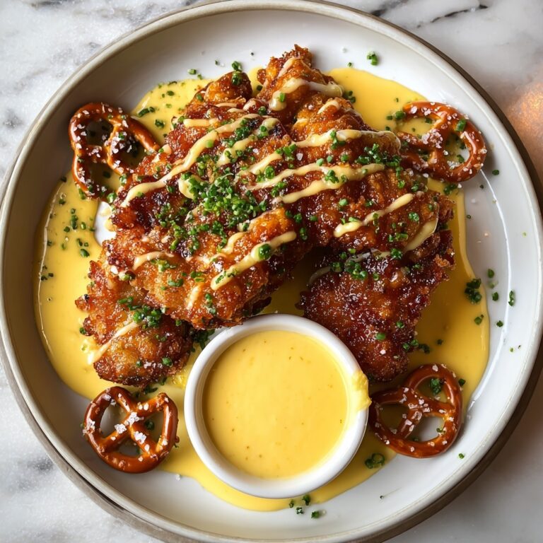 Pretzel-Crusted Chicken with Mustard-Cheddar Sauce Recipe