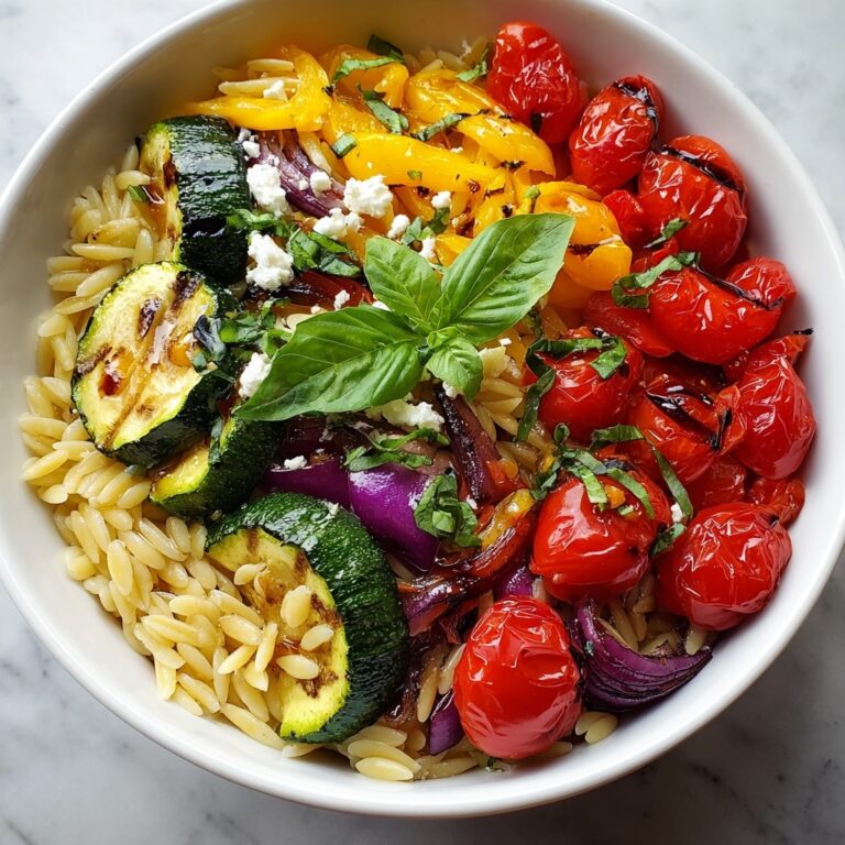 Roasted Vegetable Orzo with Feta and Basil Recipe