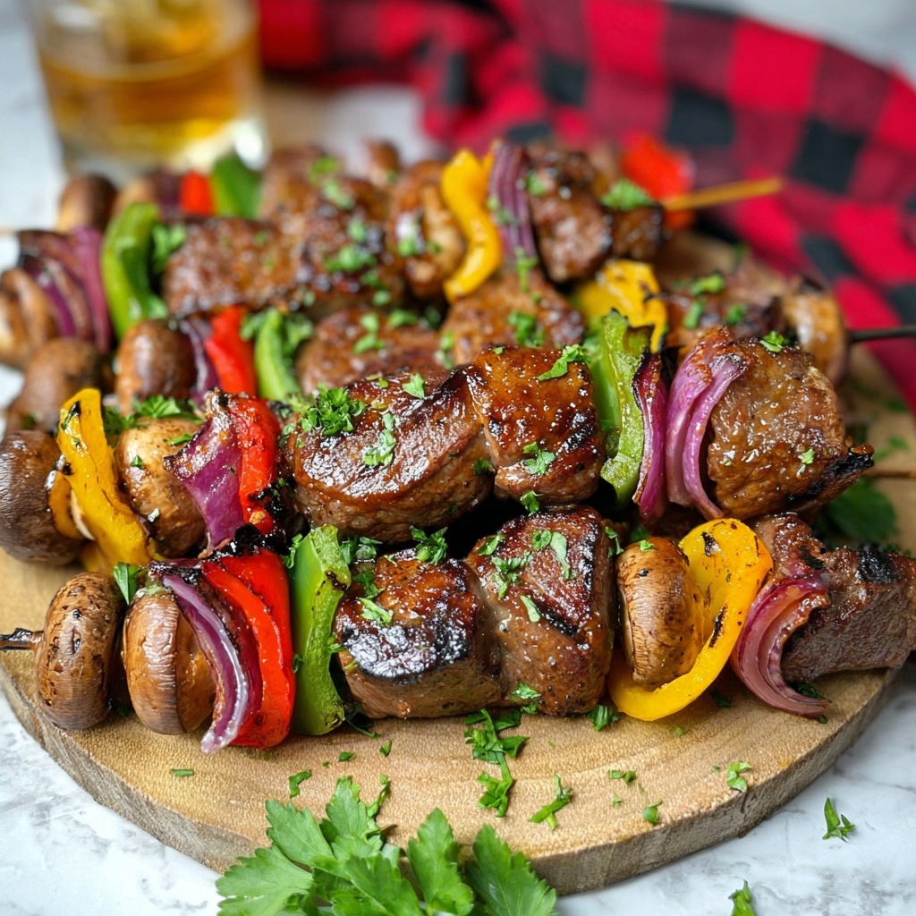 Spicy Bourbon BBQ Steak Kabobs Recipe - Recipe Image