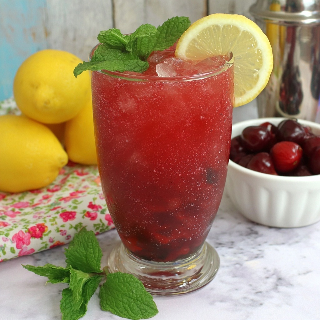 Frozen Boozy Cherry Lemonade Cocktail Recipe - Recipe Image