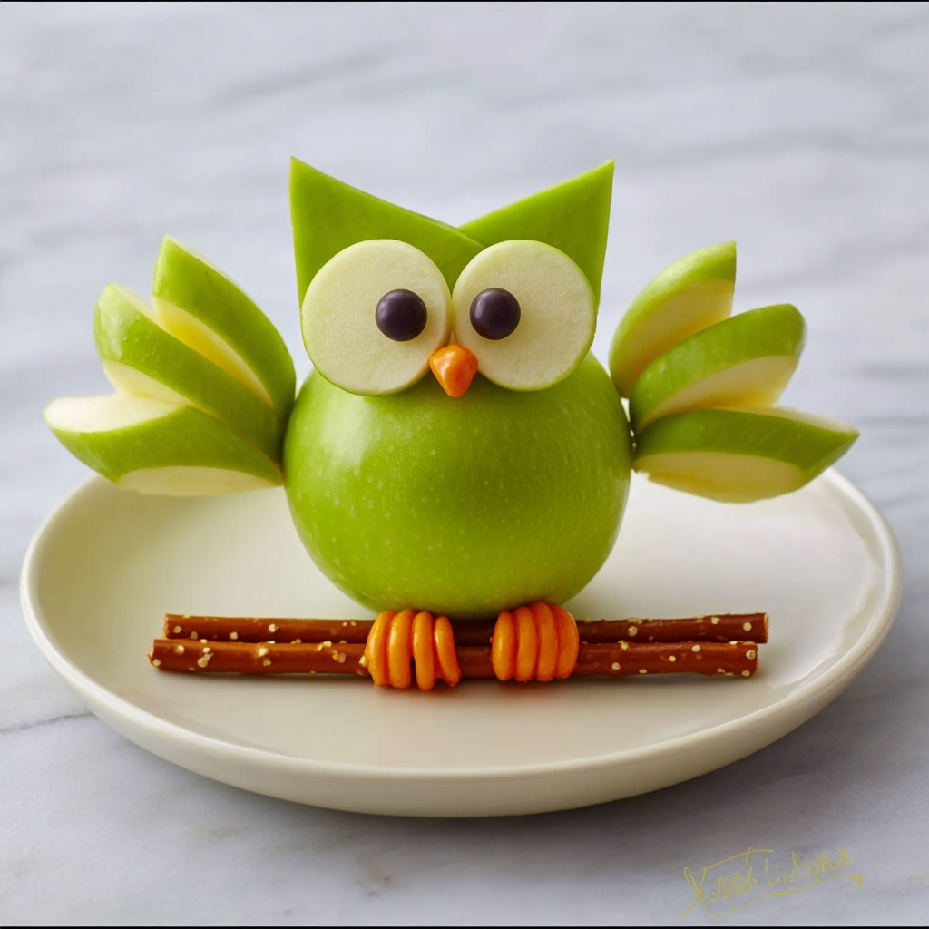 Apple Owl Fruit Snack Recipe - Recipe Image