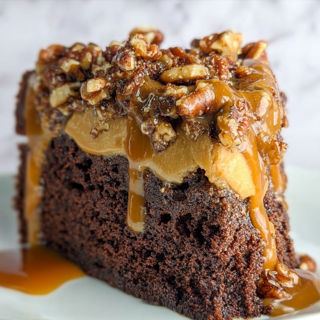 Chocolate Turtle Poke Cake Recipe - Recipe Image