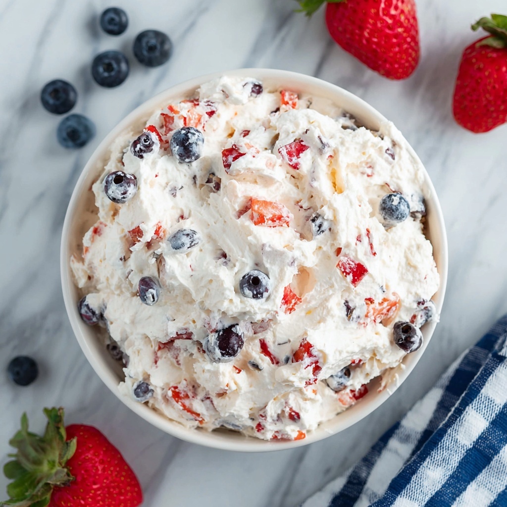 Red, White and Blue Cheesecake Salad Recipe - Recipe Image